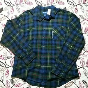 Arizona Jean Co.Chest Pocket Blue & Green  Flannel